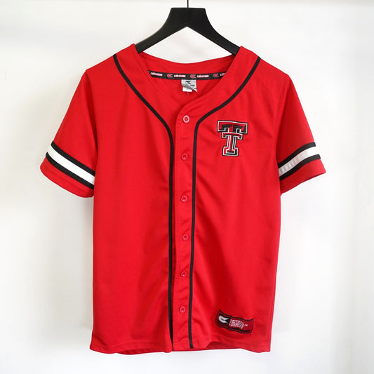 (Youth XL) Texas Tech Red Raiders Embroidered Baseball Jersey Youth XL Red Colosseum