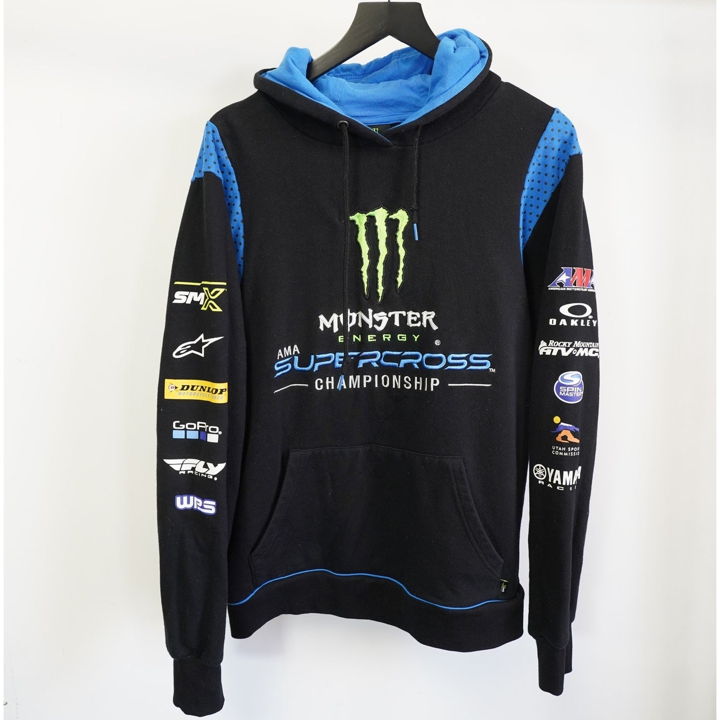 (L) Vintage Monster Energy Y2K Supercross Biker Sewn Hoodie Men's L 2000s Black
