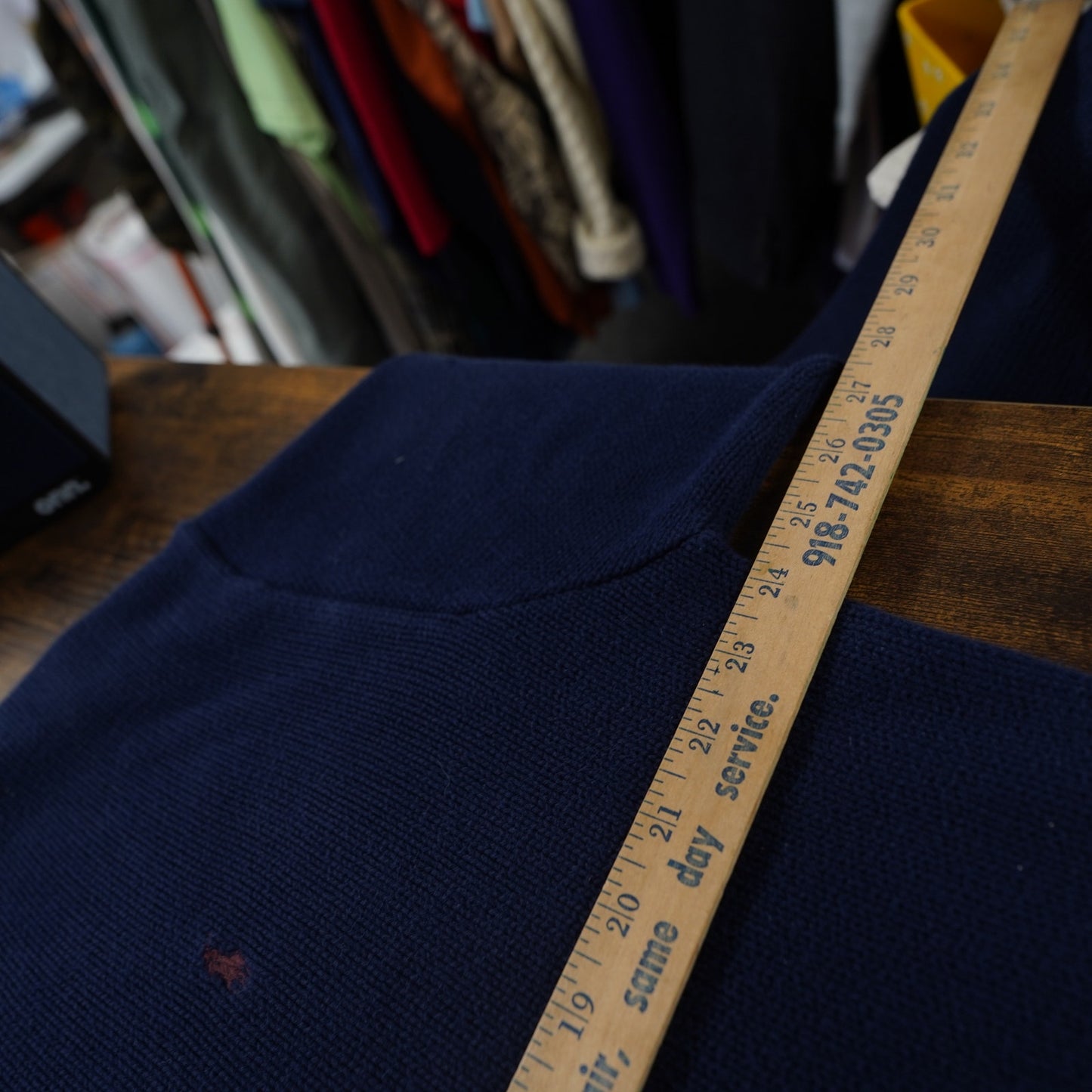 (L) Vintage Polo Ralph Lauren Knit Sweater Men's L Preppy Navy Blue Maroon Pony