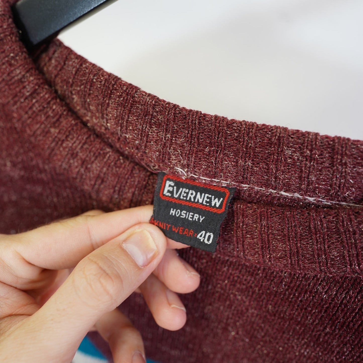 (M) Vintage 90s Evernew Knit Geometric Sweater Men's M Maroon Retro