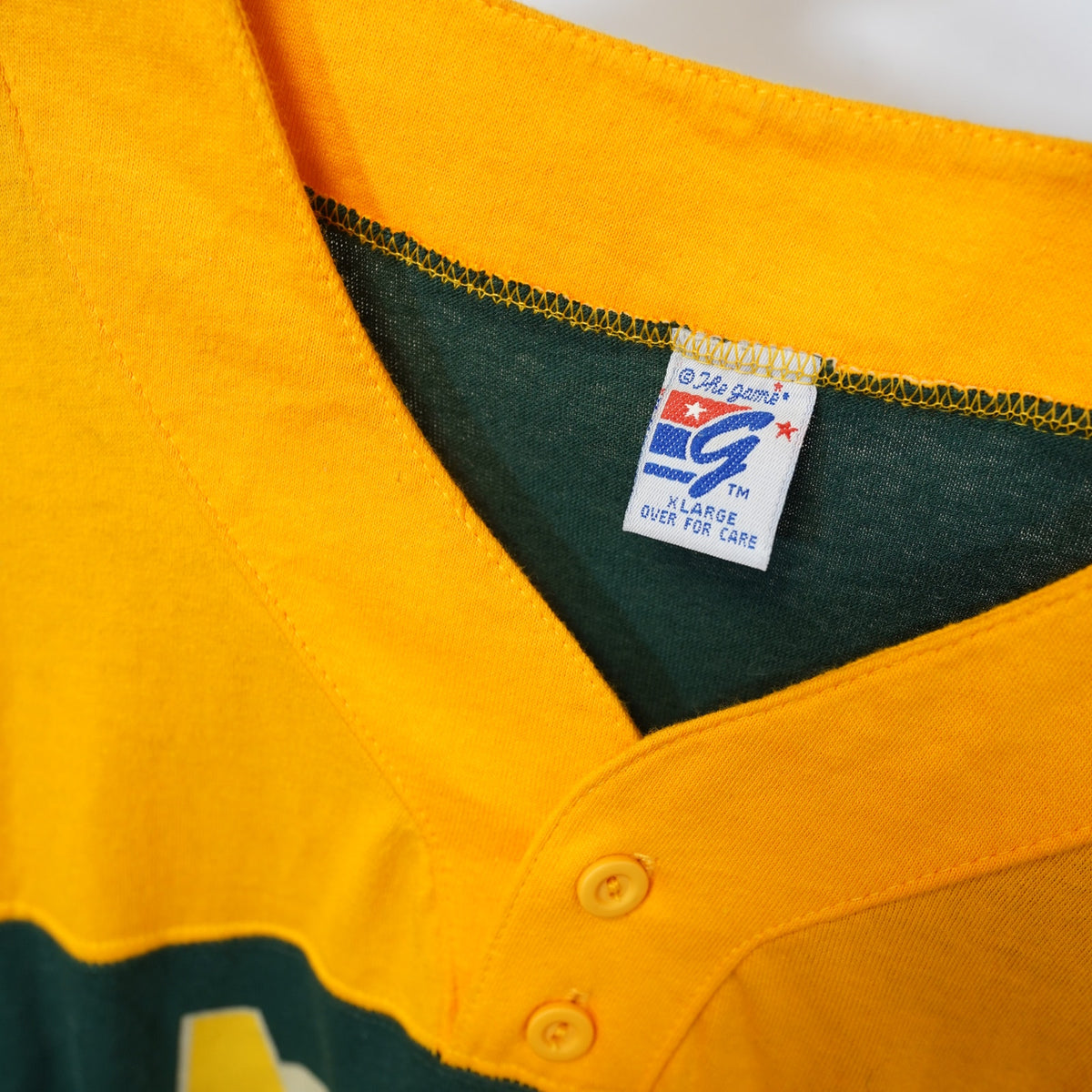 (XL) Vintage Oakland Athletics 90s The Game Baseball T-Shirt Men's XL Green Yellow