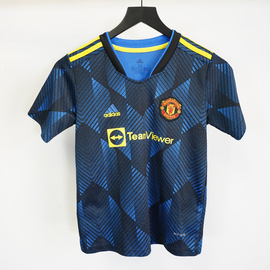 (Youth M) Adidas Manchester United 2021/22 Third Soccer Jersey Youth M Blue Kids Football