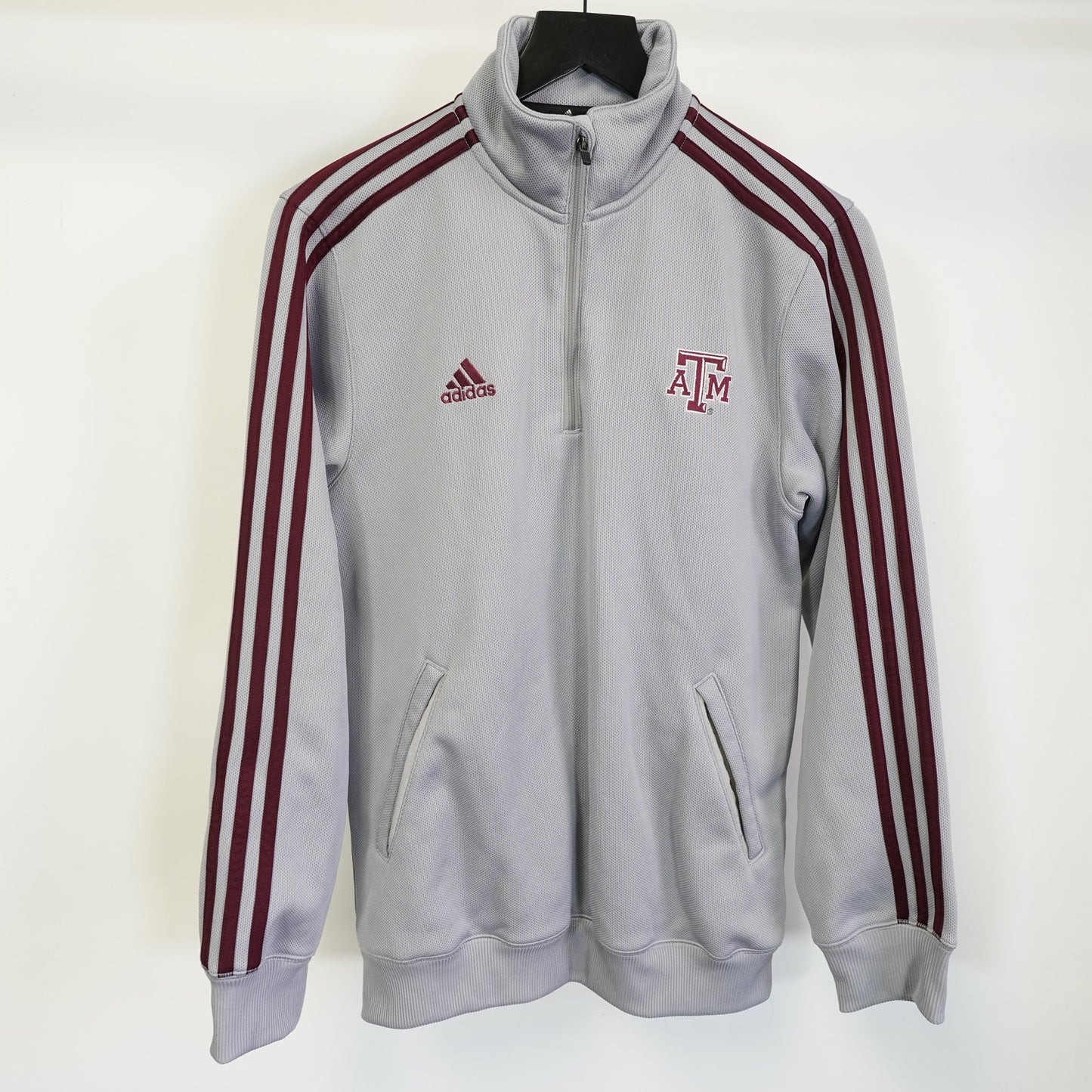 (S) Vintage Adidas Texas A&M Aggies Climawarm Full Zip Jacket Men's S Gray 2000s Y2K