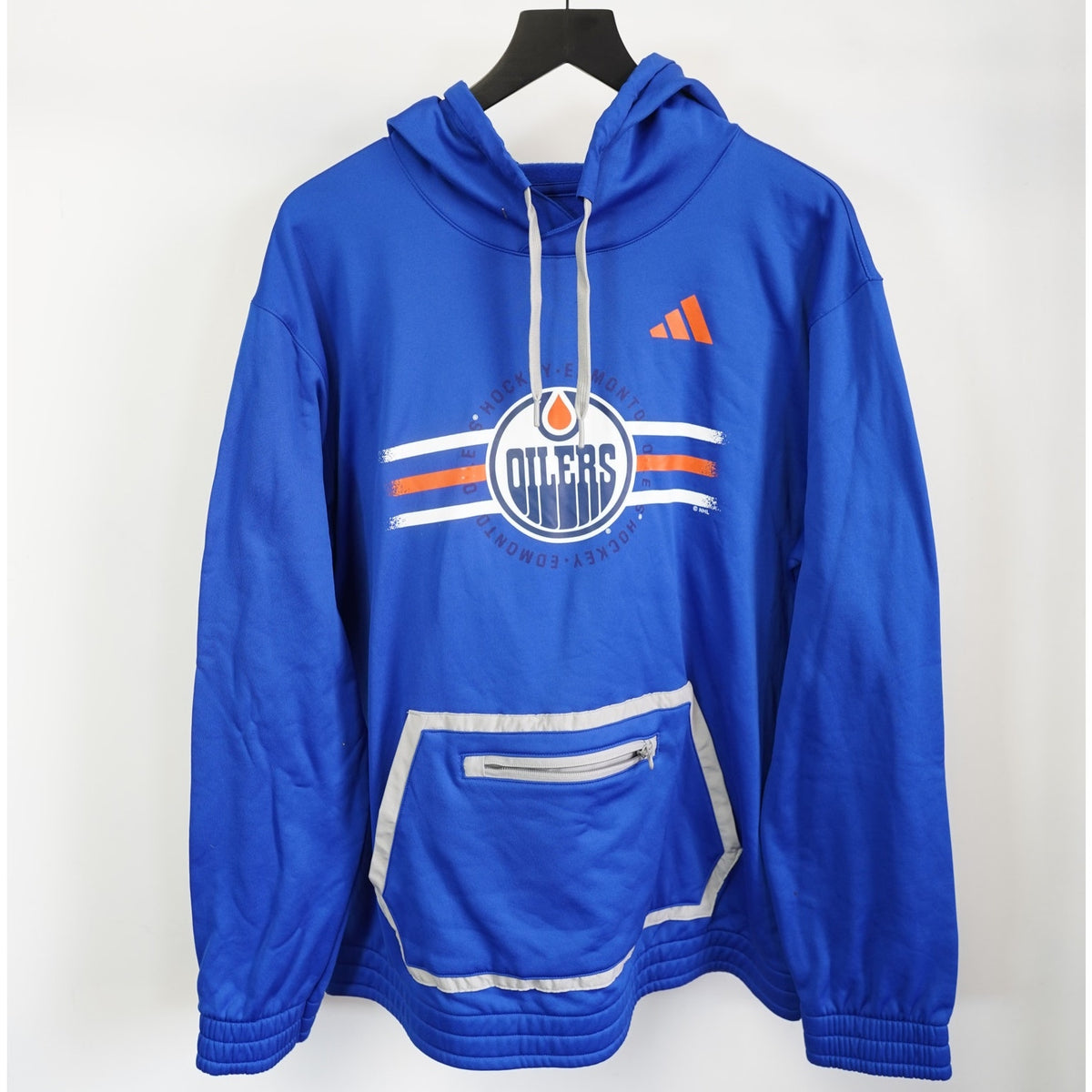 (XL) Edmonton Oilers Adidas Hockey Pullover Hoodie Retro NHL Men's XL Blue Gray