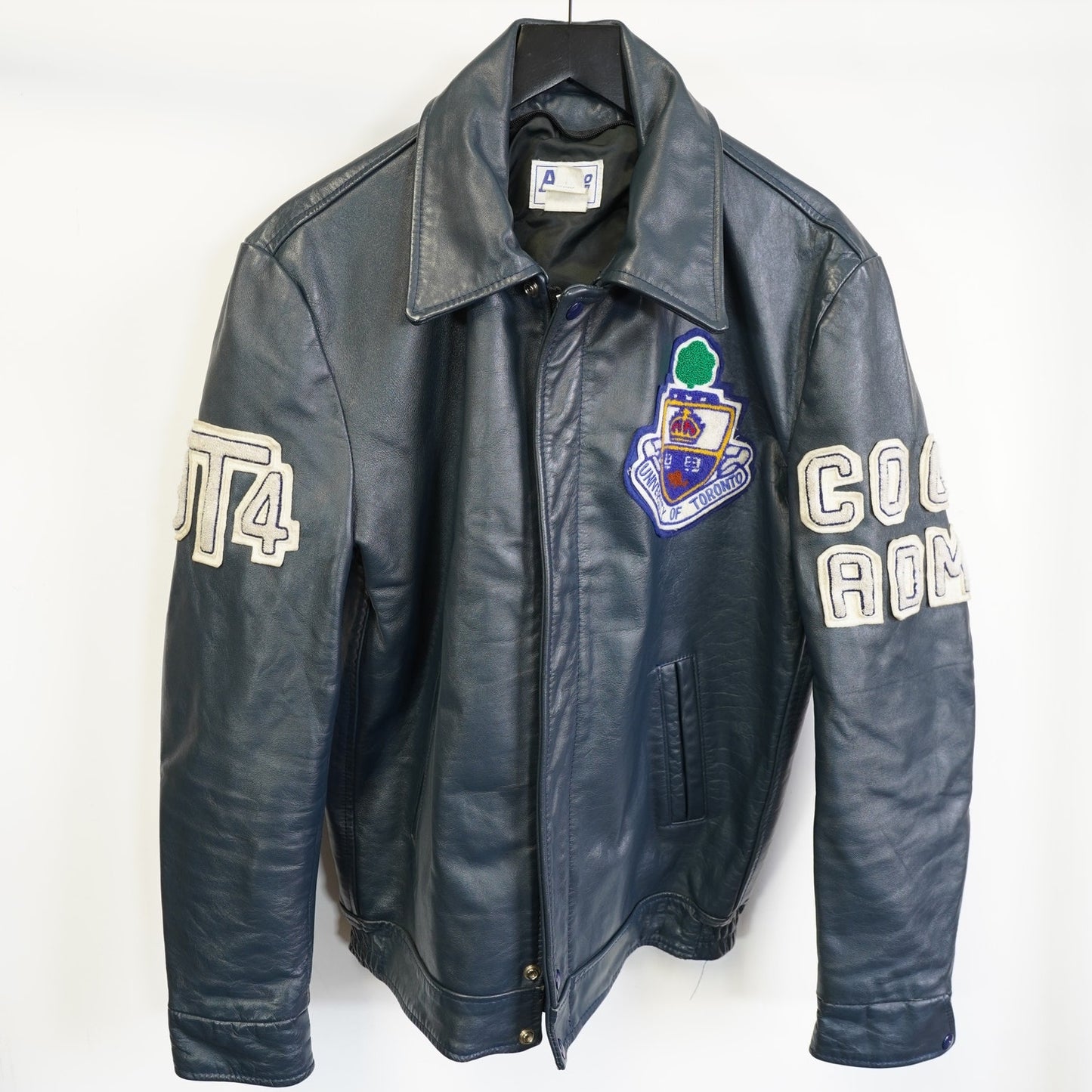 (M) Vintage University of Toronto Blue Leather Varsity Jacket Men's M 40T Astro