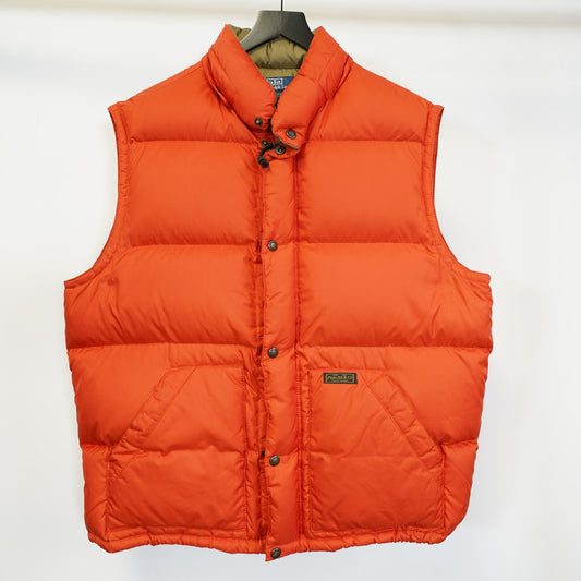 (XL) Vintage Polo Ralph Lauren Down Puffer Vest Men's XL Orange Quilted Waistcoat