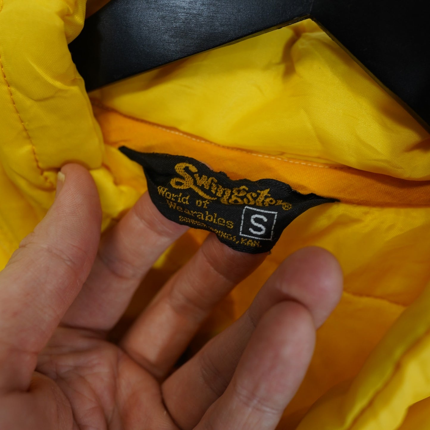 (S) True Vintage 70s Chain Stitched Swingster Western Puffer Jacket Men's S Yellow