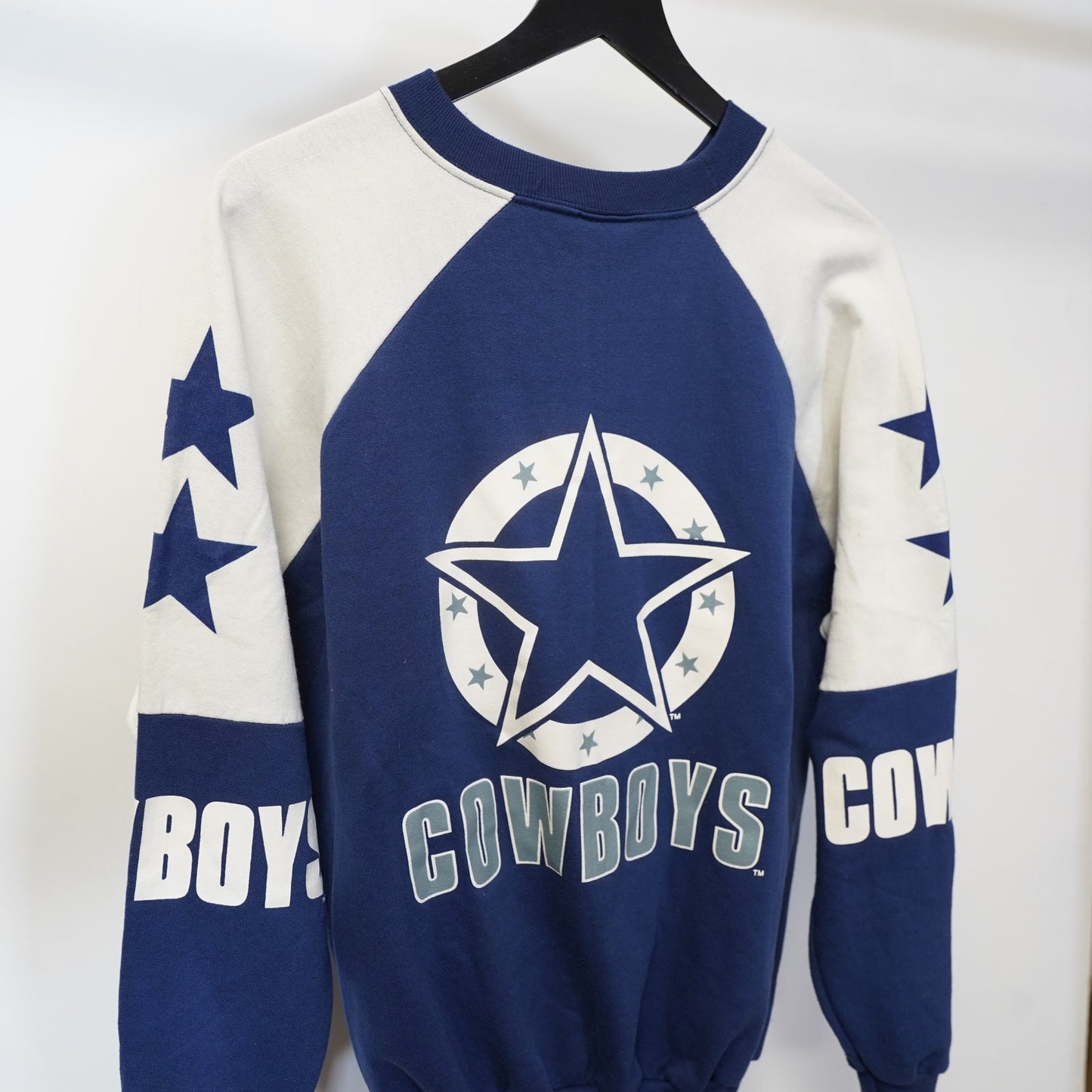 (L) Vintage Dallas Cowboys 1980s All Over Print Sweatshirt Men's L-XL Blue Retro NFL