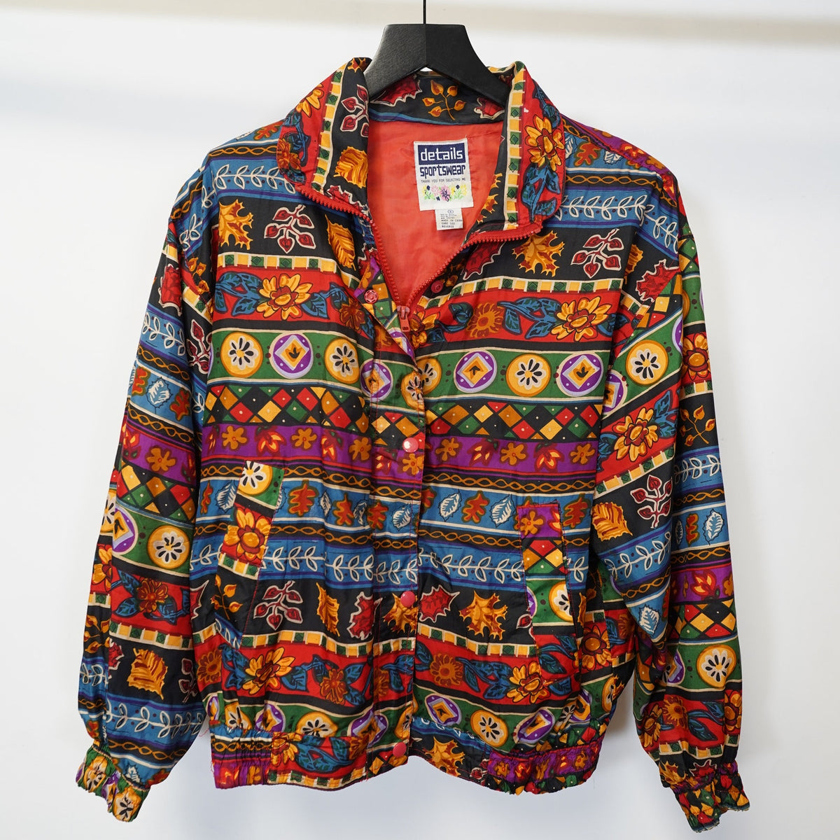 (Women's S) Vintage 90s 100% Silk Autumn Fall All Over Print Nature Bomber Jacket Women's S