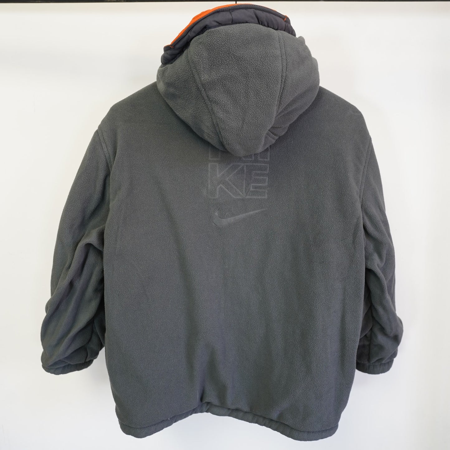 (Boys L/XL) Vintage Nike Reversible Puffer Jacket Y2K Boys L Orange Gray 2000s Retro Fleece