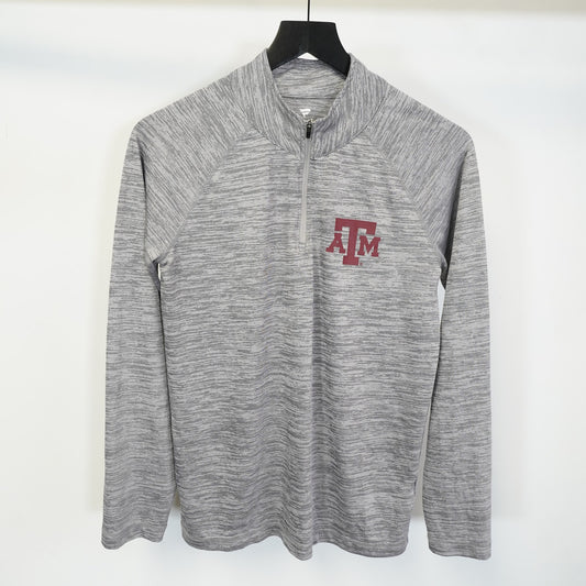 (S) Texas A&M Aggies Fanatics 1/4 Zip Pullover Longsleeve Men's S Gray ATM Maroon
