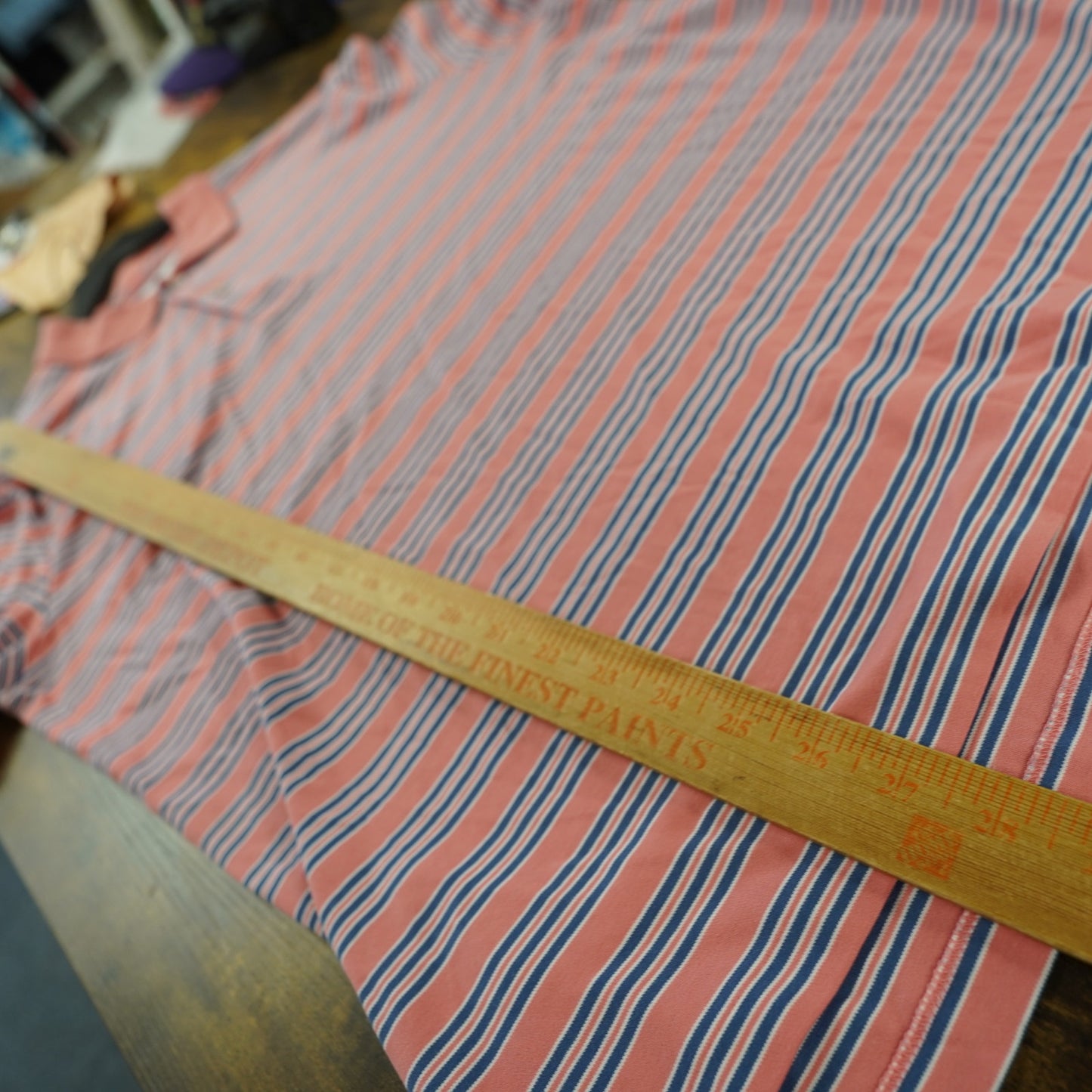 (L) Southern Tide Classic Fit Striped Golf Shirt Men's L Pink Blue Fish Preppy