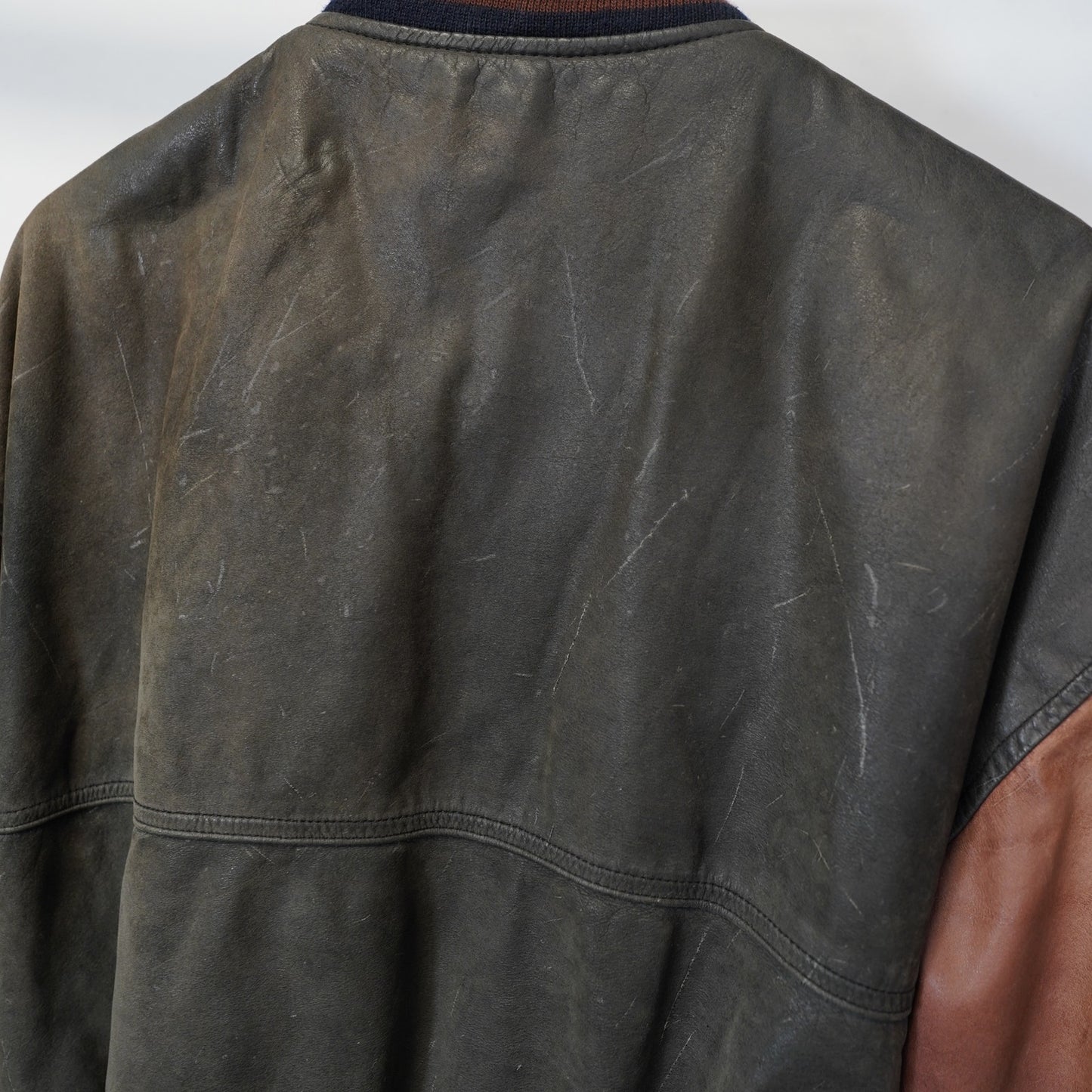 (L) Vintage Ash Creek Trading Leather Varsity Jacket Black & Brown Men's L 80s-90s