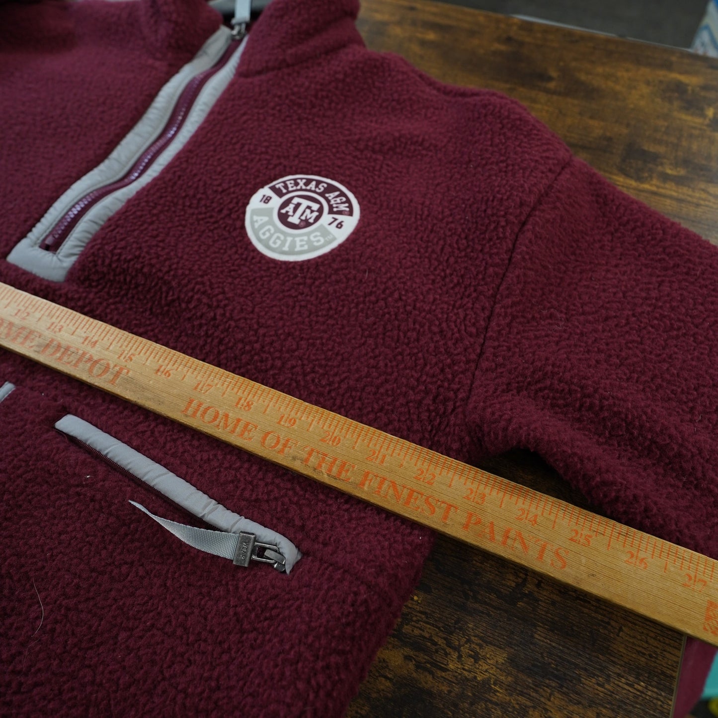 (M) Texas A&M Aggies Fleece 1/4 Zip Pullover Sweater Men's M Maroon Sewn Jacket
