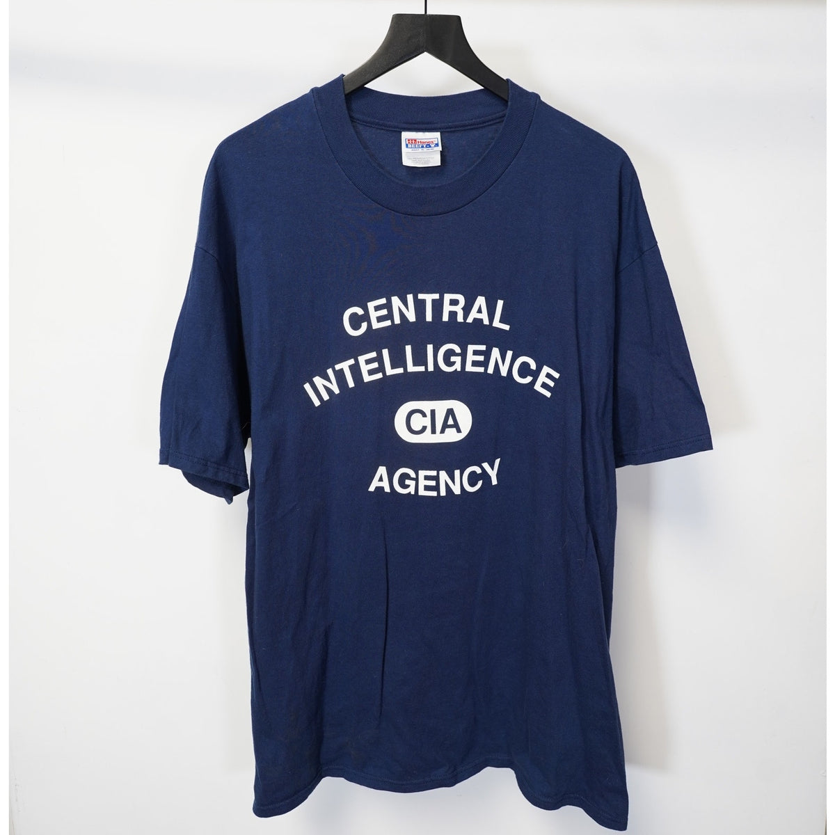 (XL) Vintage CIA Spy T-Shirt Men's XL Navy Blue White 90s Retro Streetwear Police
