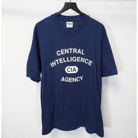 (XL) Vintage CIA Spy T-Shirt Men's XL Navy Blue White 90s Retro Streetwear Police