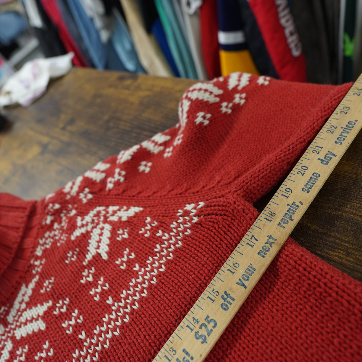 (Women's S) Ralph Lauren Polo Jeans Co Knit Christmas Sweater Turtleneck Red White