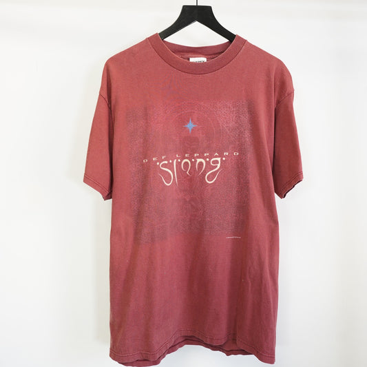 (XL) Vintage 1996 Def Leppard Slang Tour T-Shirt Men's XL Rock Band Tee Red Tultex