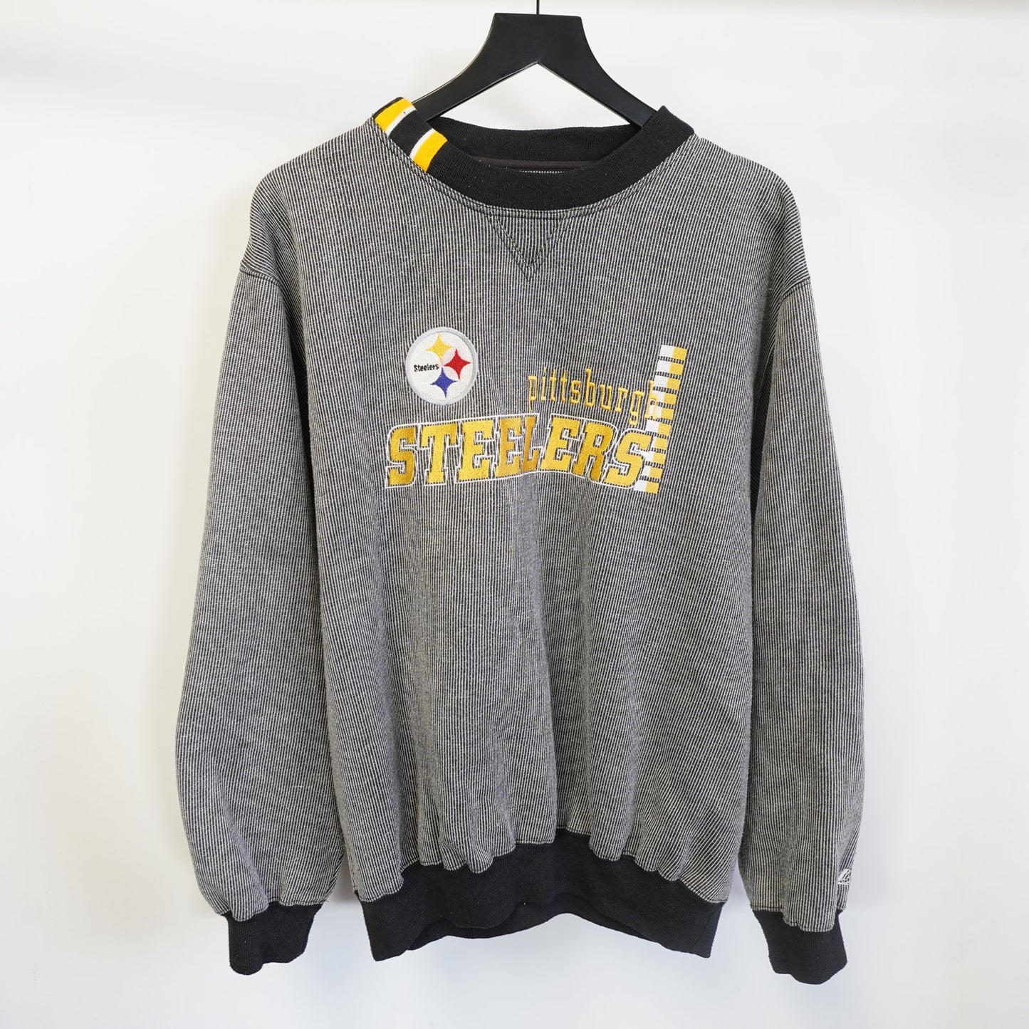 (L) Vintage Pittsburg Steelers Embroidered 90s Sweatshirt Men's L Logo Athletic Gray