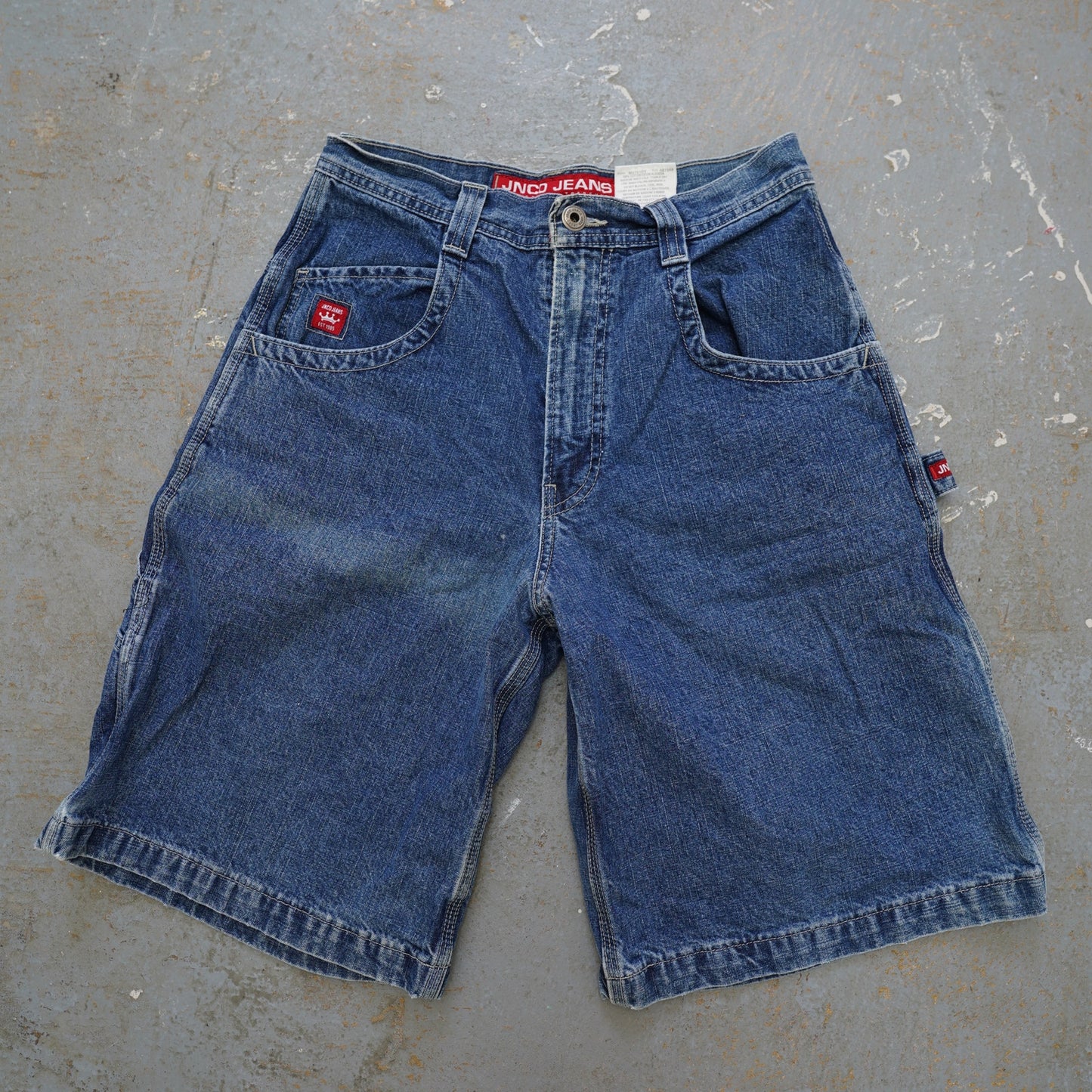 (Sz. 30) Vintage Y2K Jnco Baggy Carpenter Denim Shorts Embroidered Men's Sz 30 Skate 2000