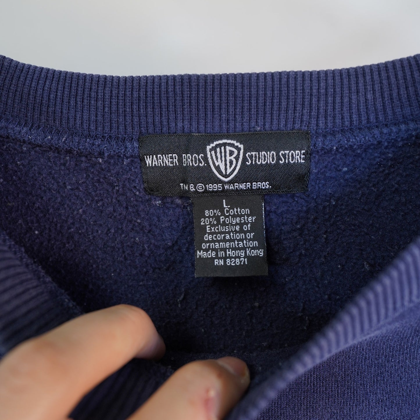 (L) Vintage Looney Tunes Stitched Sweatshirt Men's L Blue Bugs Taz Warner Brothers