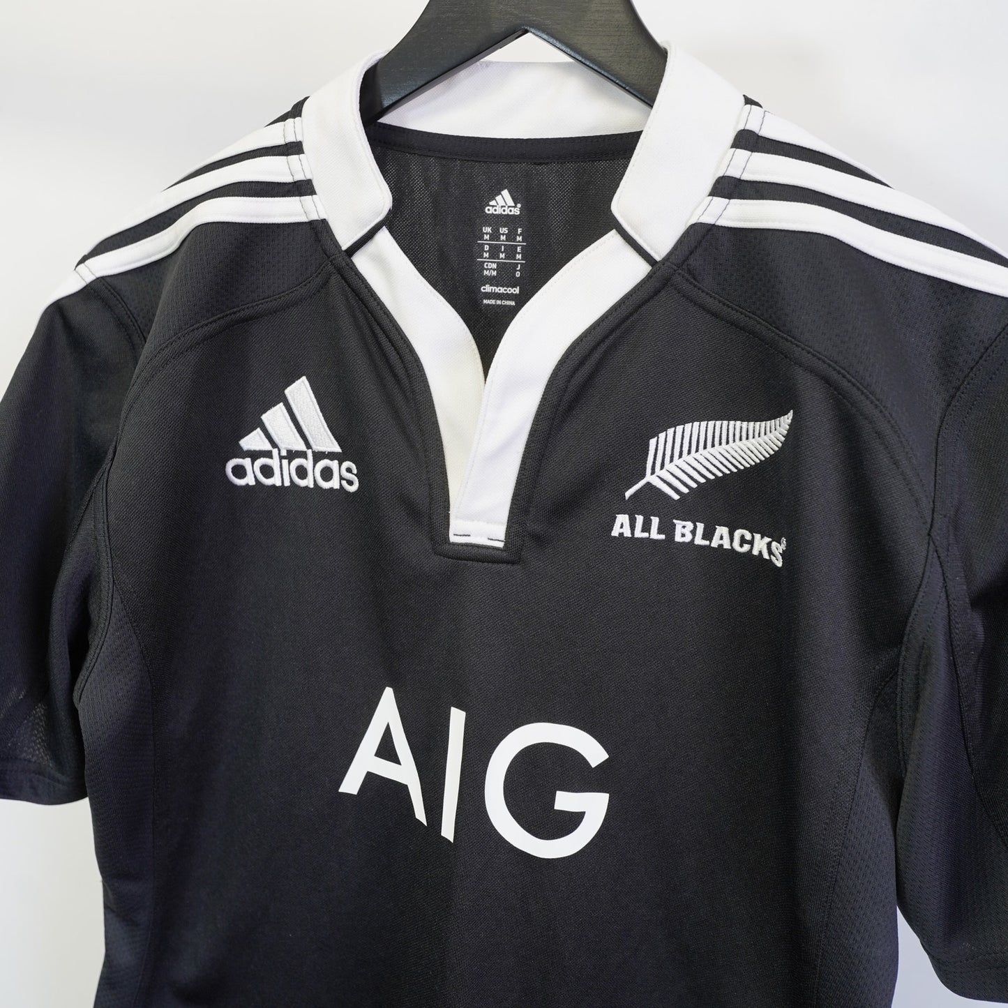 (M) Adidas New Zealand All Blacks 2013 Home Rugby Jersey Men's M Y2K Retro Black