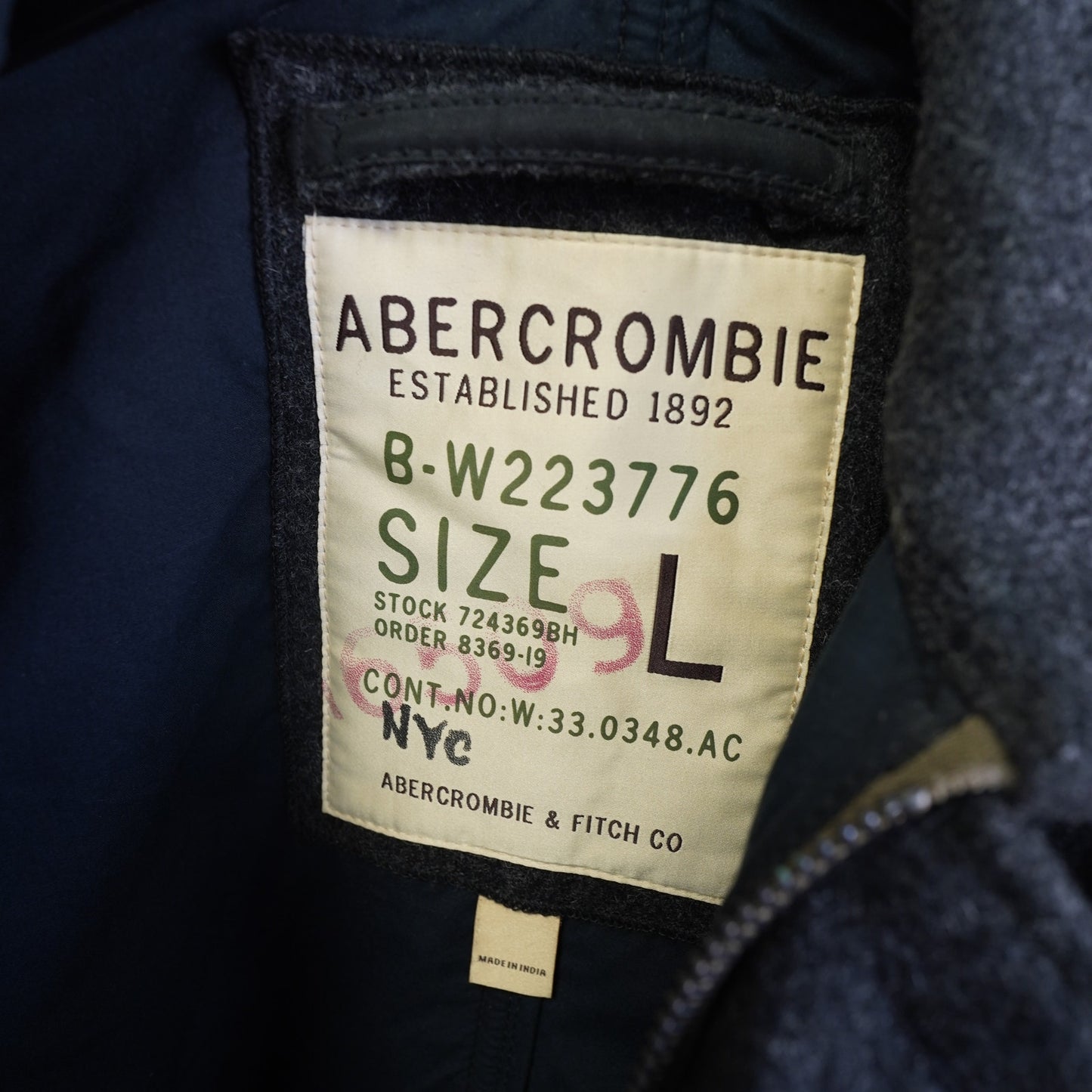 (L) Vintage Abercrombie & Fitch Wool Y2K Military Coat Jacket Men's L Gray Preppy