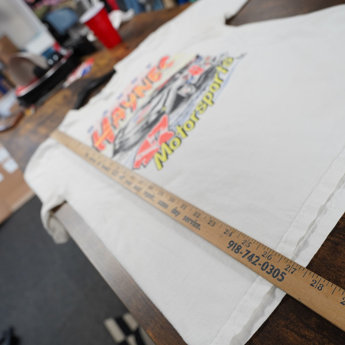 (M/L) Vintage Danny Haynes Retro Drag Racing T-Shirt Men's M/L White Orange Car Race