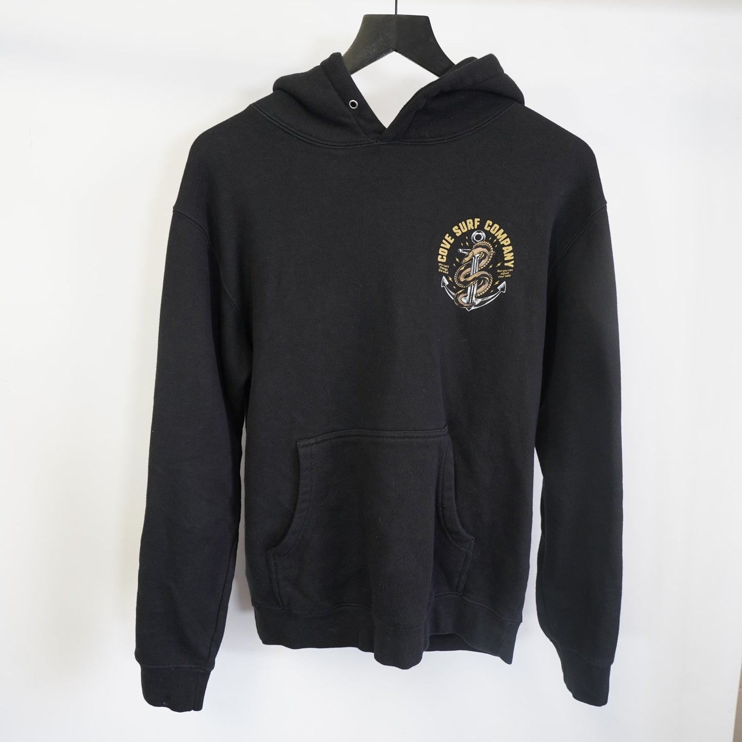 (S) Cove Surf Company Snake & Anchor Graphic Hoodie Men's S Black Gold Skate Y2K