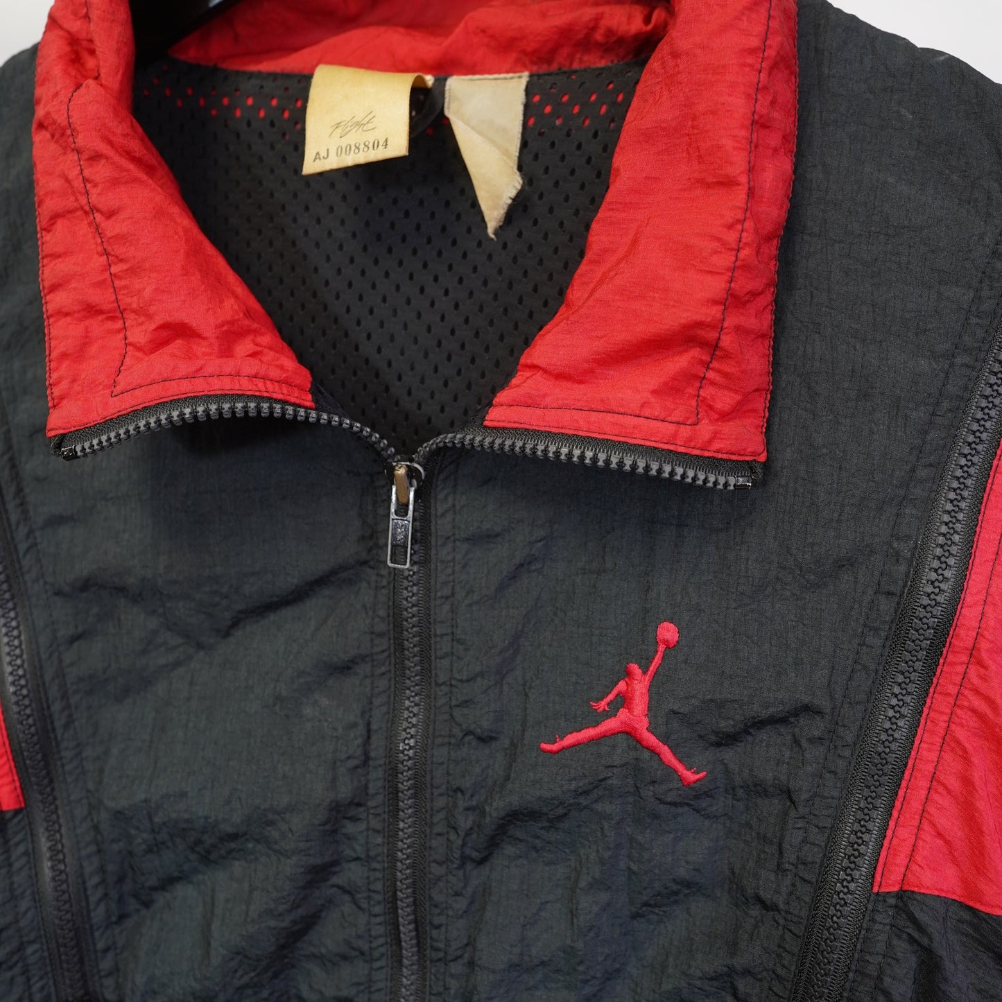 (M/L) Vintage Nike Air Jordan Flight 1989/90 Convertible Jacket Men's Large Black Red