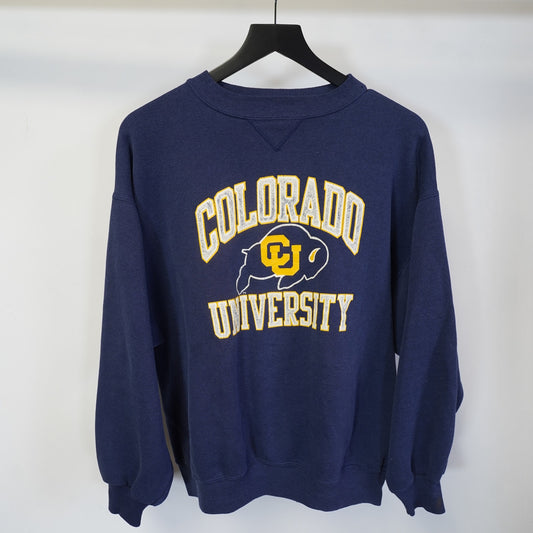 (XL) Vintage Colorado University Buffaloes 80s Sweatshirt Men's XL Navy Blue Gold