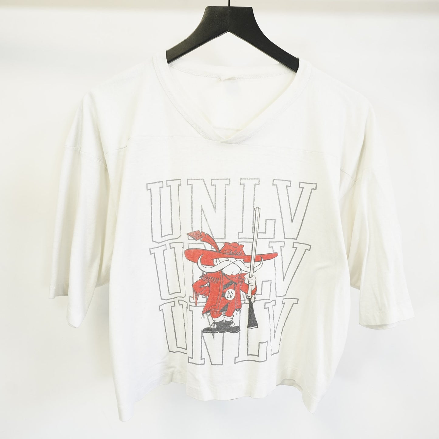 (M) Vintage 80s UNLV Rebels Crop Top T-Shirt Unisex M White Retro 90s Single Stitch