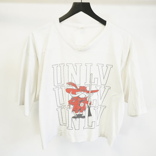 (M) Vintage 80s UNLV Rebels Crop Top T-Shirt Unisex M White Retro 90s Single Stitch