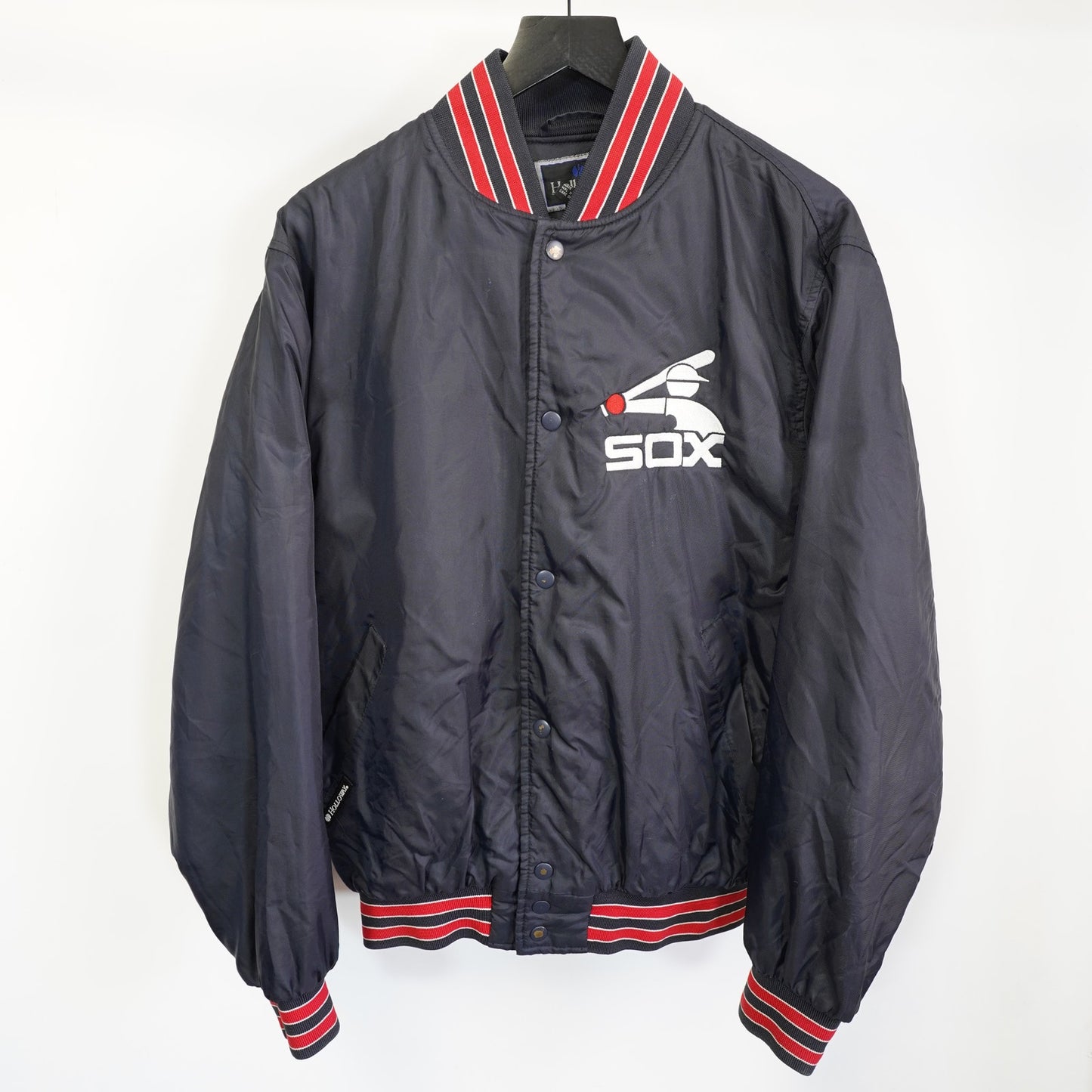 (M) Vintage Chicago White Sox Embroidered Satin Jacket Men's M Black MLB Baseball