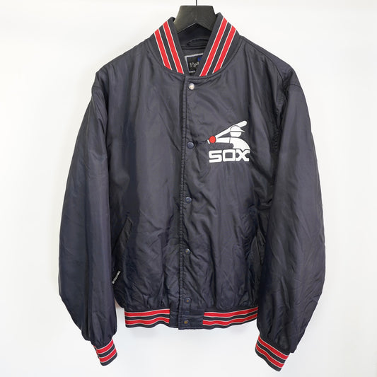 (M) Vintage Chicago White Sox Embroidered Satin Jacket Men's M Black MLB Baseball