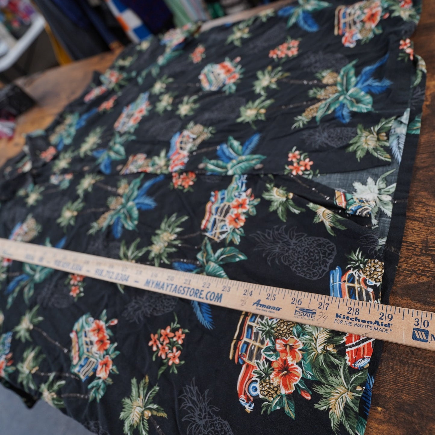 (XXL) Vintage Batik Bay Hawaiian Shirt Station Wagon Surf Men's XXL Black Palm Tree
