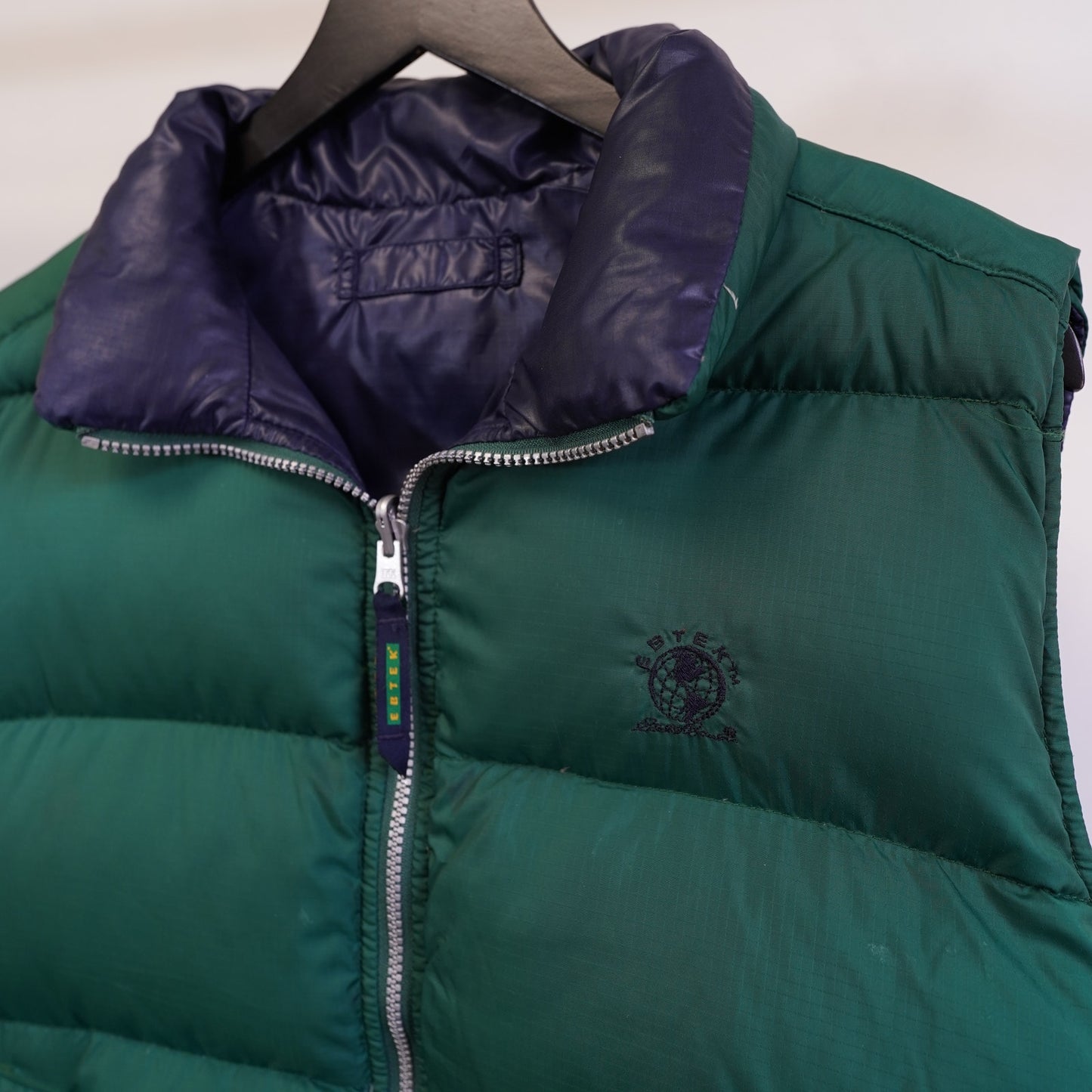 (S/M) Vintage Eddie Bauer Ebtek Reversible 90s Down Puffer Vest Men's S-M Green Blue