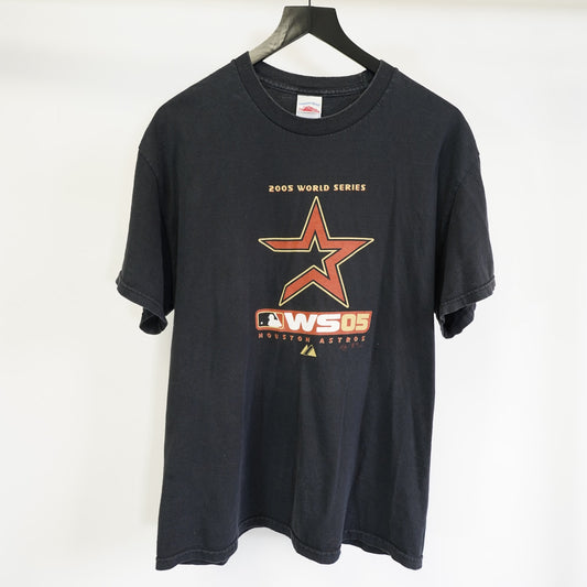 (L) Vintage Houston Astros Black Logo T-Shirt Black 2005 World Series Y2K