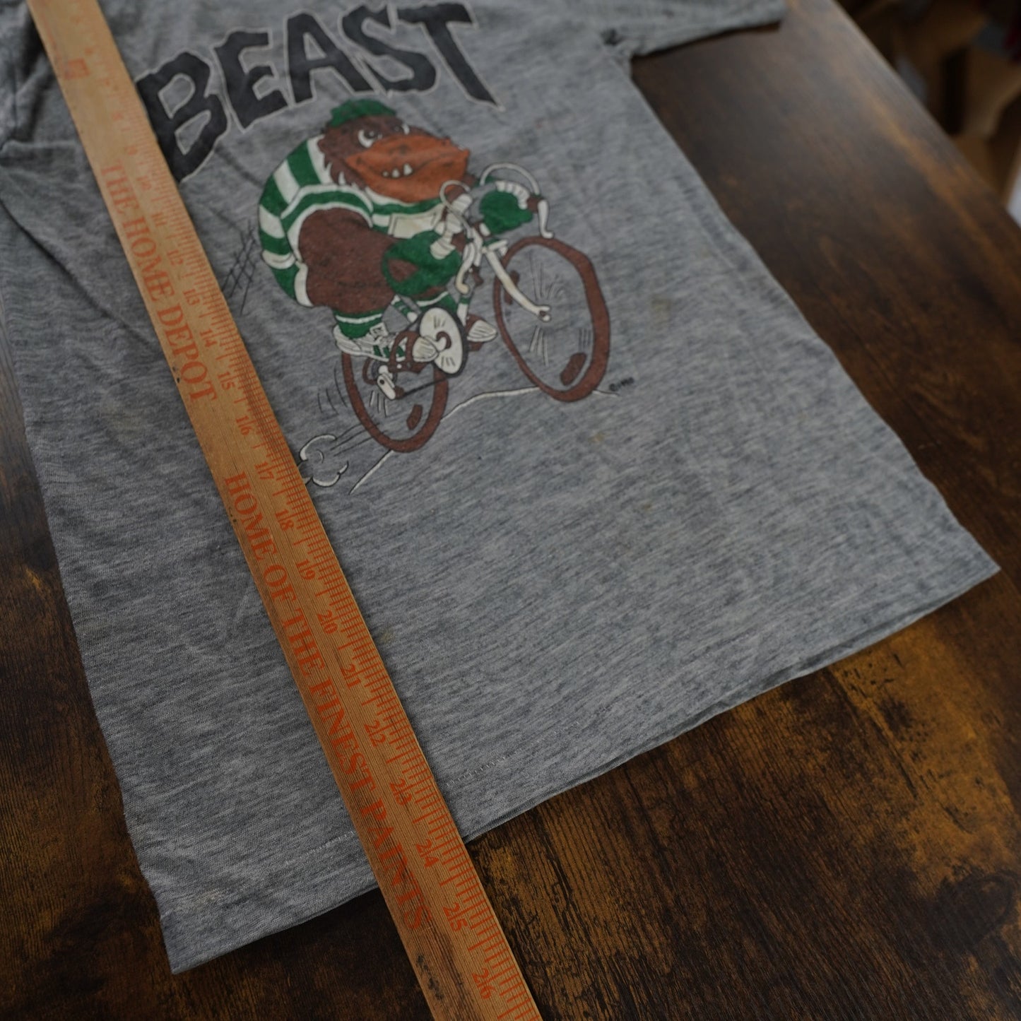 (XS) True Vintage 1980 Beast Bicycle Single Stitch T-Shirt Unisex Gray Distressed