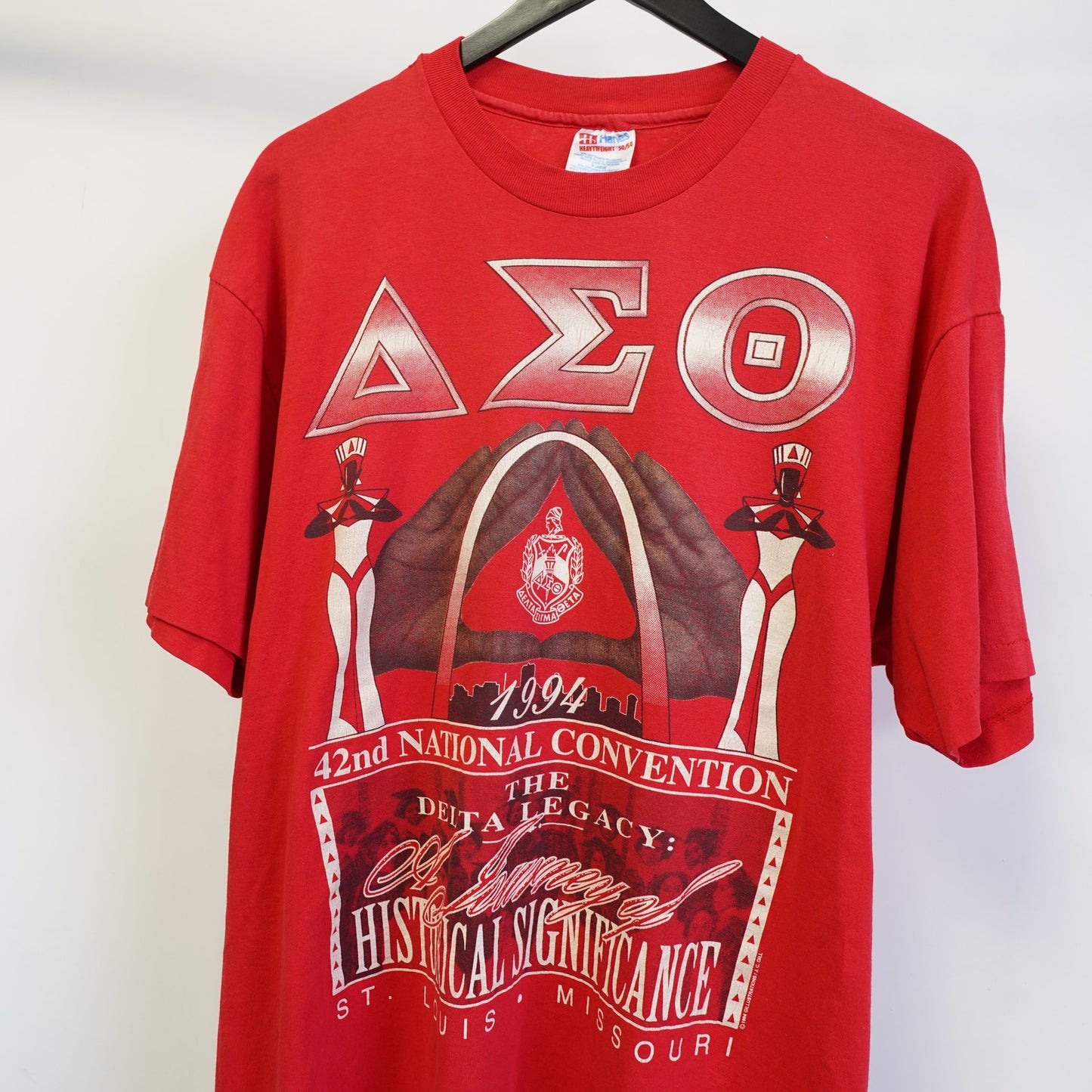(XL) Vintage Delta Sigma Theta Sorority 90s T-Shirt Women's XL Red HBCU Howard