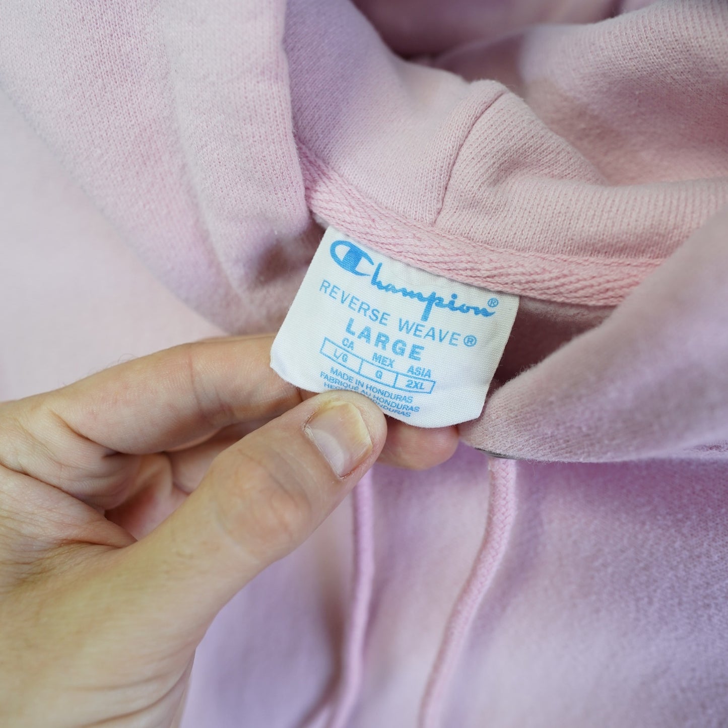 (L) Champion Reverse Weave Pink Hoodie Men's L Essential Minimalist Y2K