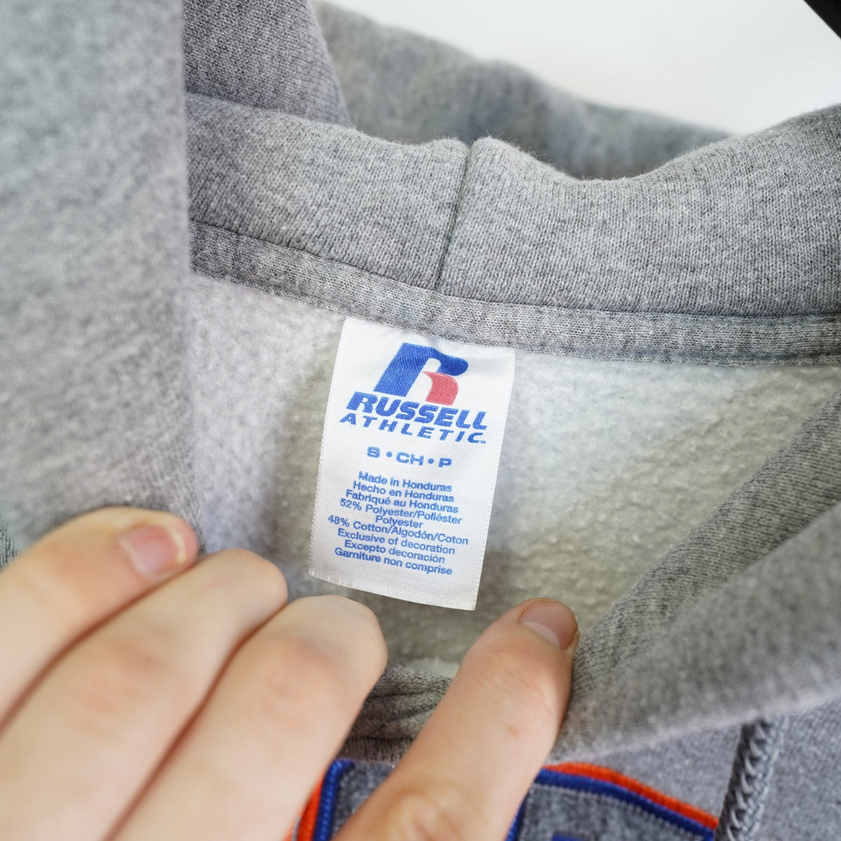 (S) Houston Baptist University Embroidered Russell Athletic Hoodie Men's S Gray Sewn