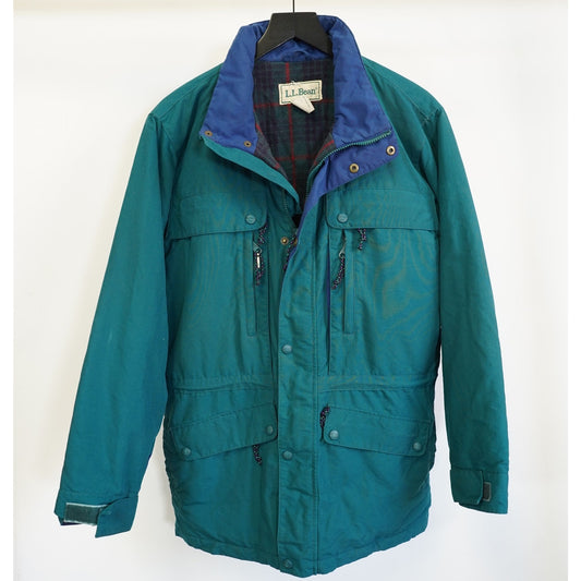 (S) Vintage L.L.Bean Mountain Parka Plaid Wool Lined 90s Ski Jacket Men's S Aqua