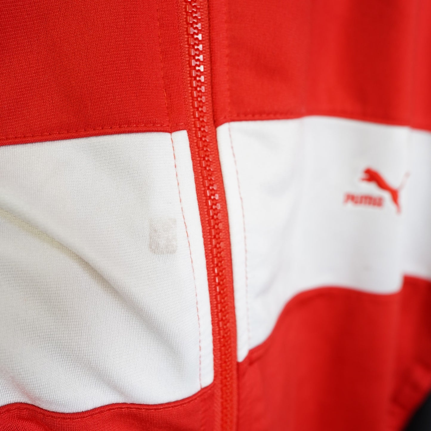 (L) Vintage 90s Puma Track Jacket Men's L Hip Hop Full Zip Red Black White