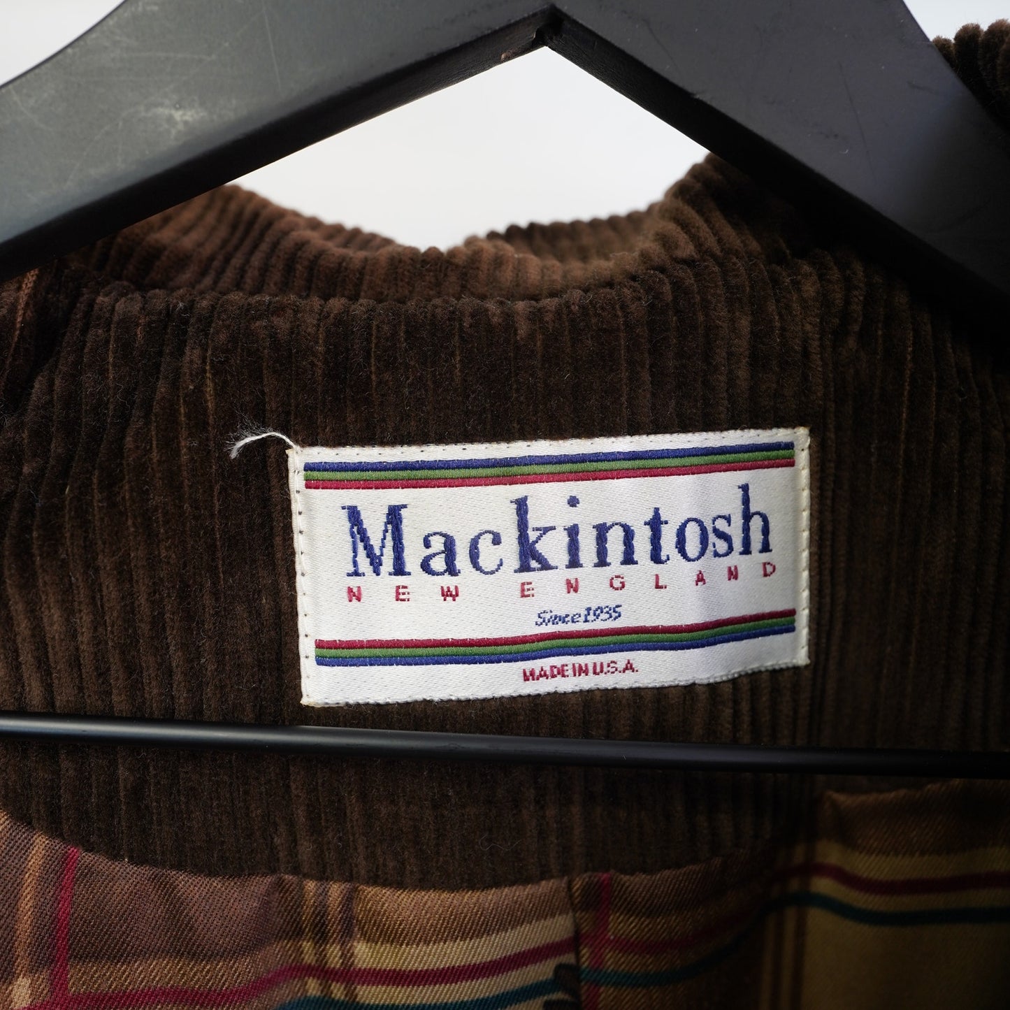 (Women's M) Vintage Mackintosh New England Wool Overcoat Jacket Women's 10 M Tan Plaid Lined