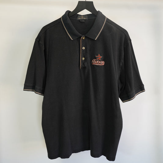 (XL) Vintage Houston Astros Black Sewn Antigua Polo Shirt Men's XL Black Y2K Baseball