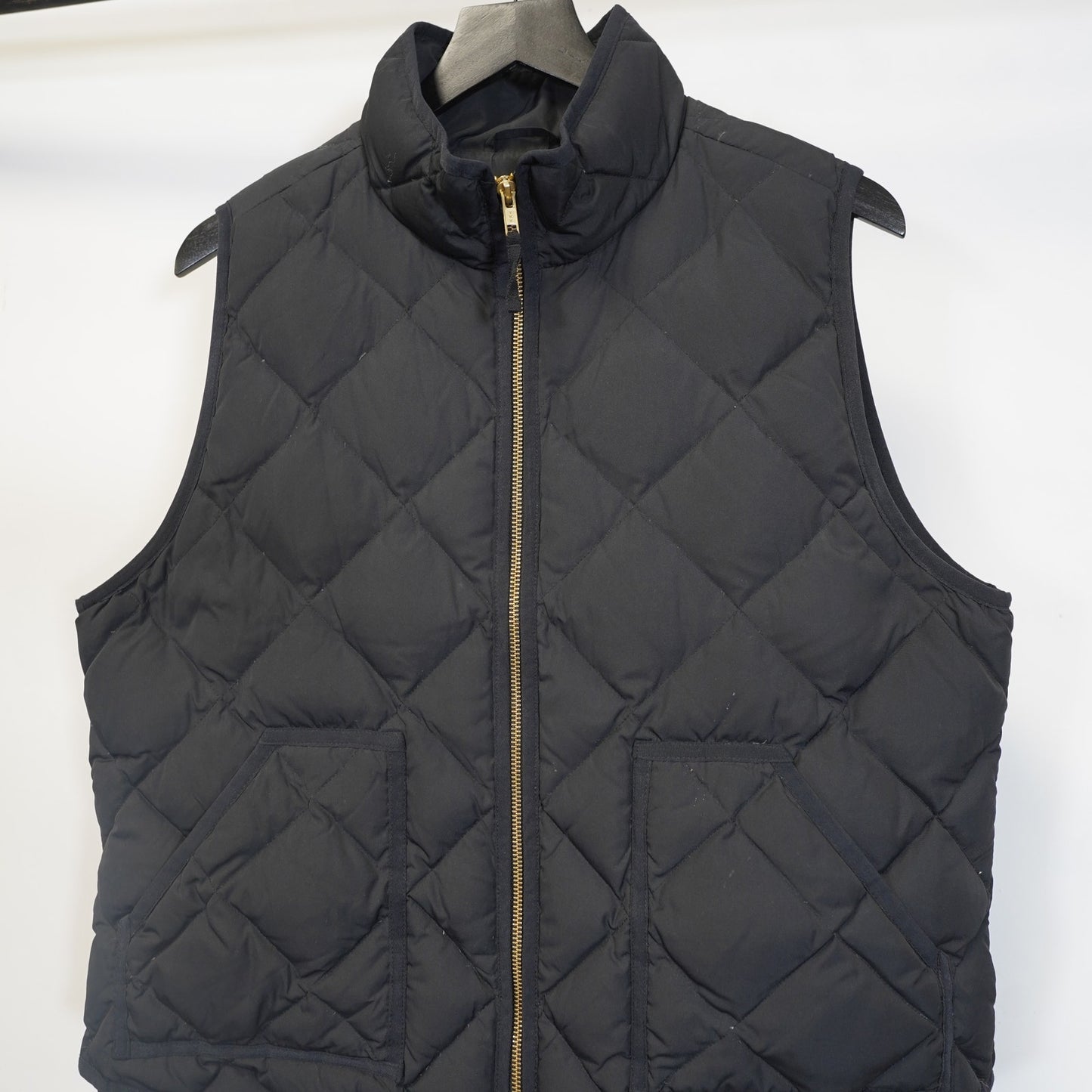 (Women's XL) J.Crew Mercantile Quilted Down Puffer Vest Women's XL Black Gold Full Zip