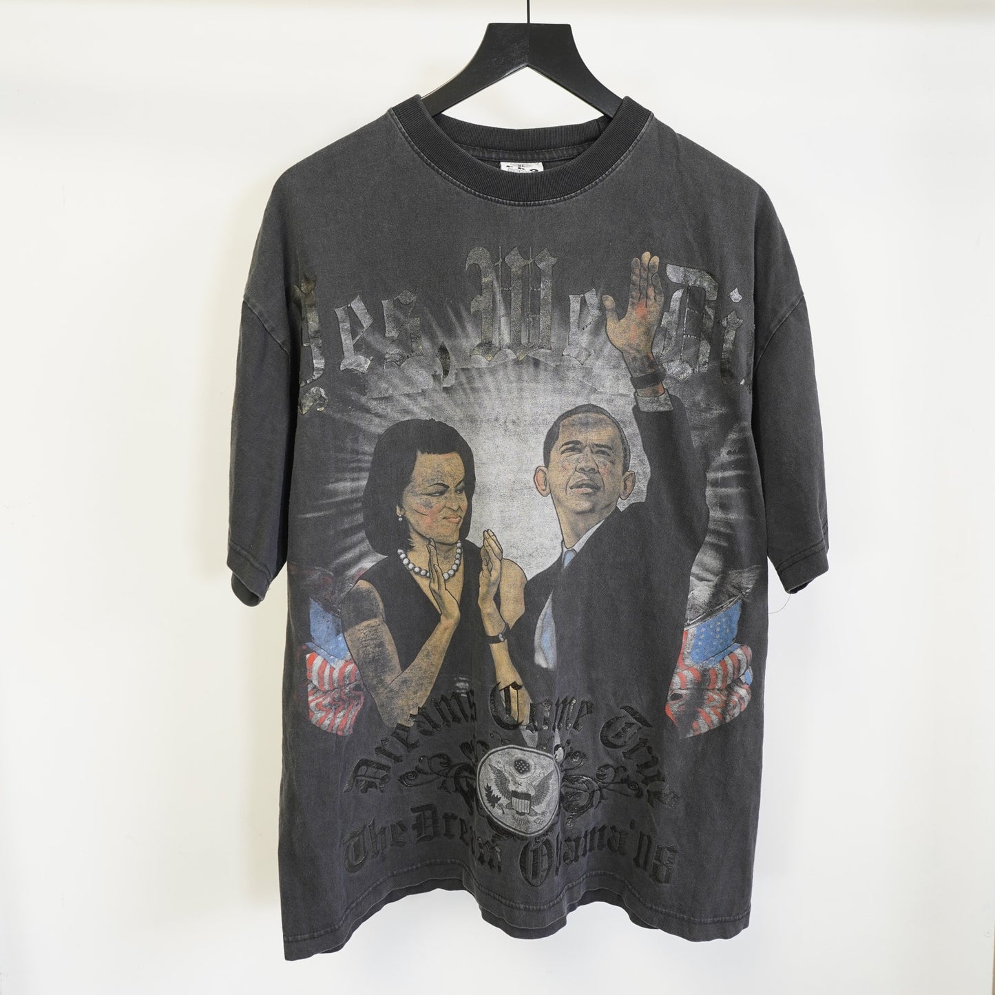(XL) Vintage Barrack Obama Y2K Presidential Rap T-Shirt Mens XL Black History Hip Hop