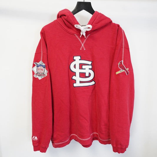 (XXL) Vintage St. Louis Cardinals Majestic Embroidered Hoodie Men's XXL Red MLB Y2K