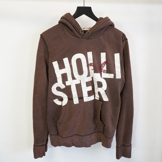 (L) Vintage Hollister Surf Y2K Hoodie Men's L Brown White 2000s Mallcore Preppy